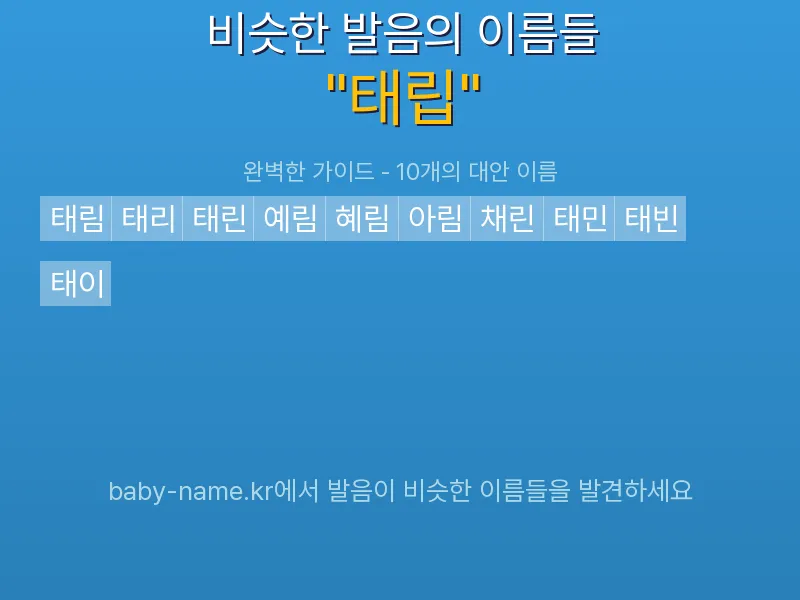 태립 비슷한 발음 이름 추천 인포그래픽: 유사도 기반 아기 이름 추천 및 작명 참고용 이름 목록