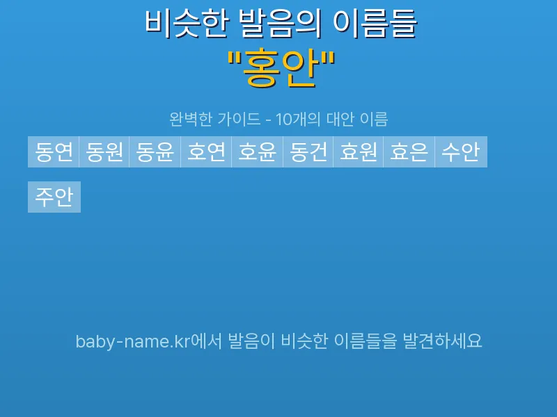 홍안 비슷한 발음 이름 추천 인포그래픽: 유사도 기반 아기 이름 추천 및 작명 참고용 이름 목록